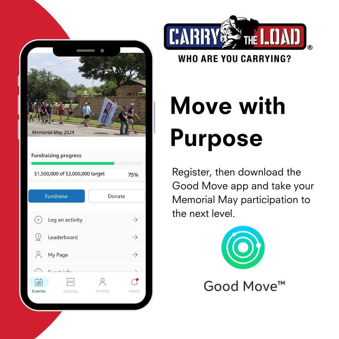 It's Mental Health Awareness Month! Get active and track your steps and workouts with the TR1BE! Once your register for our Carry the Load team, download the Good Move app and sync it with your smart watch! Let's Go, TR1BE! participate.carrytheload.org/goto/OTF22kill…