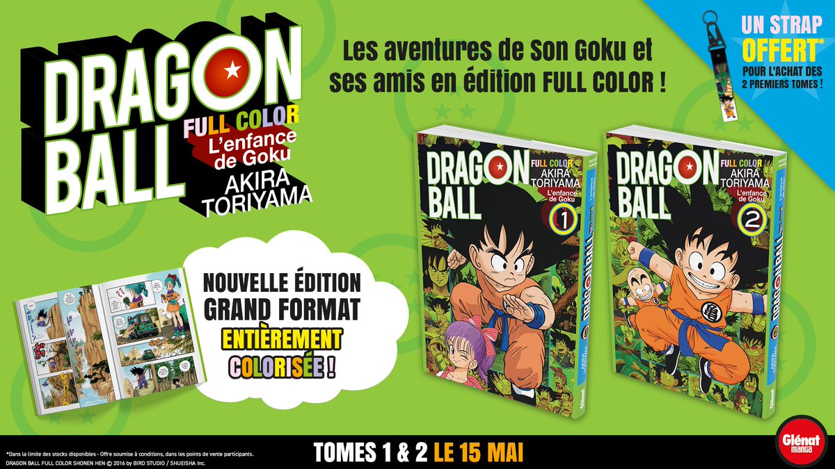 Les tomes 1 et 2 de Dragon Ball - Full Color seront disponibles le 15 mai !

Et pour l'achat des 2 tomes : un strap offert 🎁

➡️ glenat.com/manga/series/d…