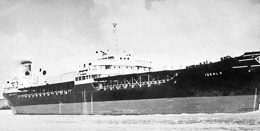 Today in 1956, the world's first container ship Ideal X arrives at the @Port_Houston on her maiden voyage.