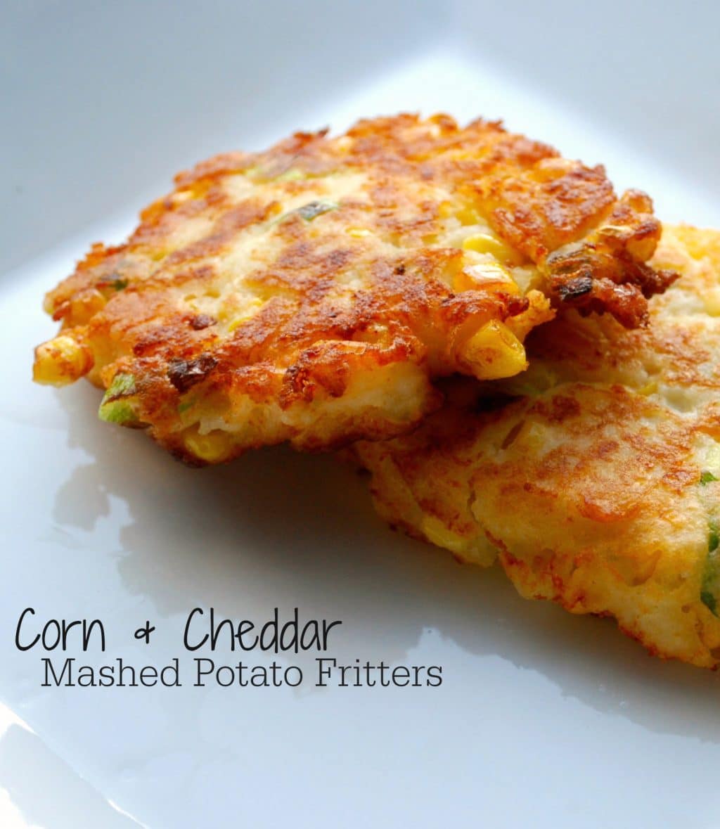Corn & Cheddar Mashed Potato Fritters Recipe--> carriesexperimentalkitchen.com/corn-cheddar-m…