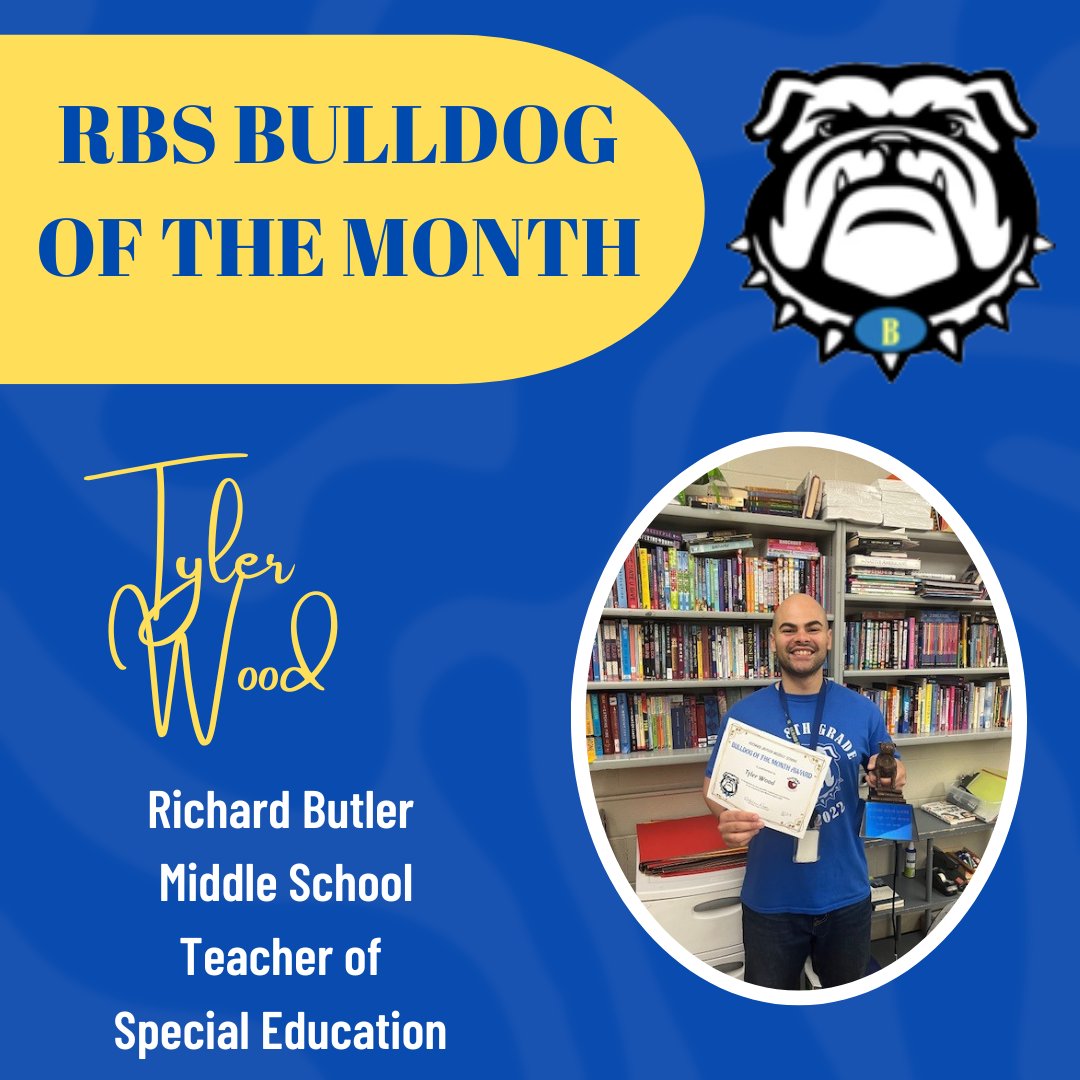 Please help us congratulate Mr. Tyler Wood on being named Bulldog of the Month for April at RBS! Go, Mr. Wood!