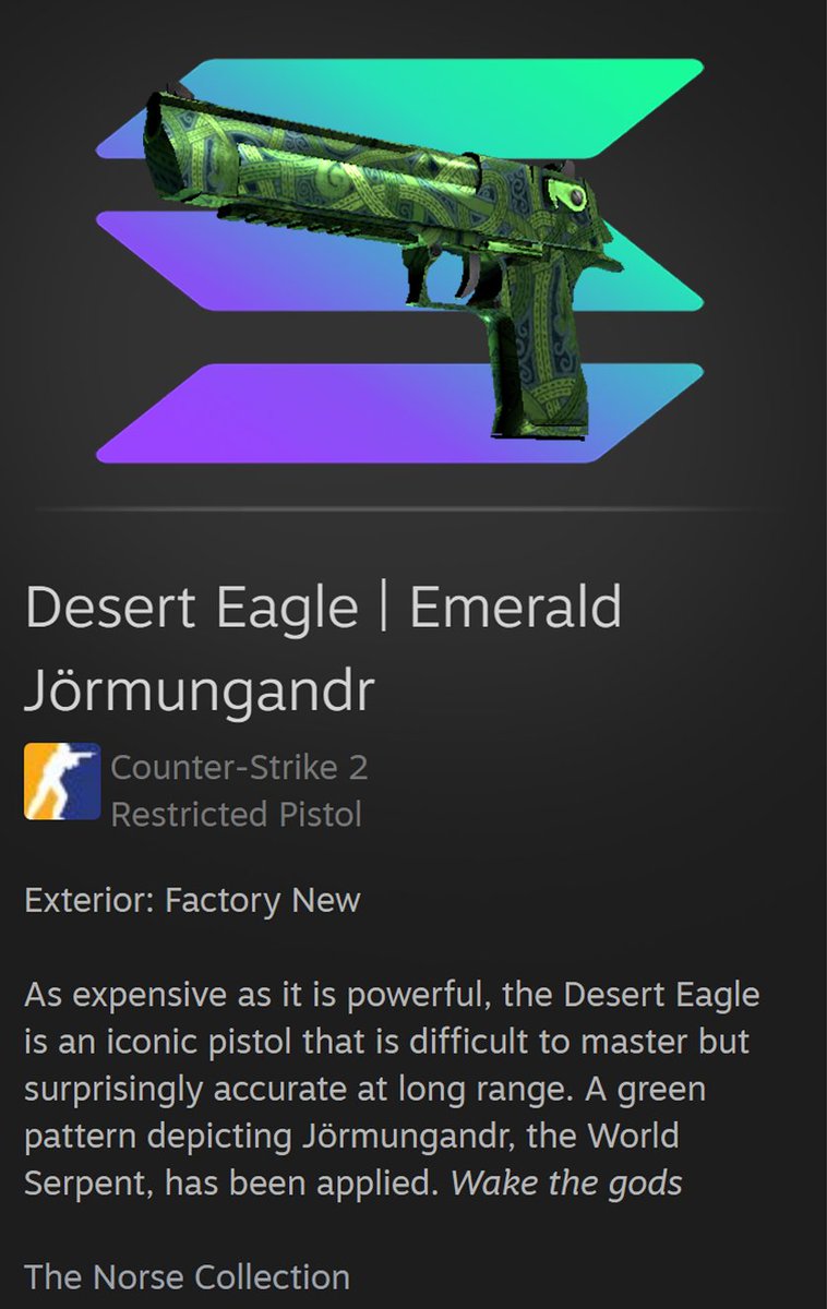 Hello my CS &amp; CT Friends!

Giving away one of the following:

🦠Desert Eagle | Emerald Jörmungandr $400 USD
😈$SOL equivalent of 3 SOL.

🥶Completely up to the winner to choose 🥶🥶

Follow🤝 Like 👍 Retweet 💪 to enter.

Winner drawn on 3rd of June.