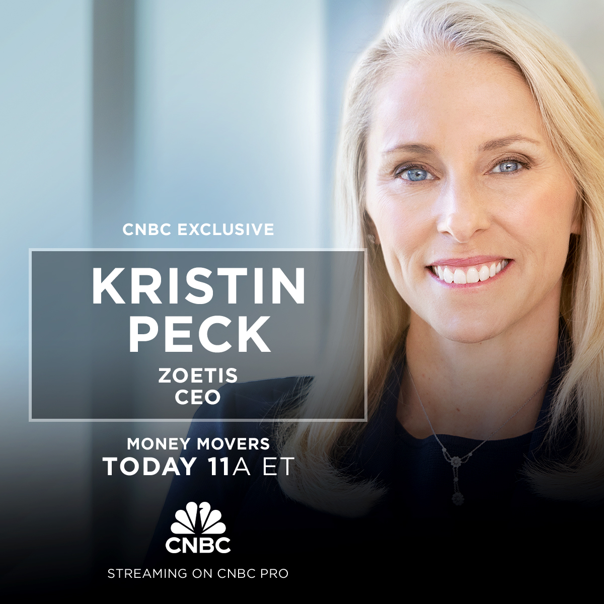 The cat's out of the bag: we've got a must-watch interview for you today🐈 🚨@Zoetis CEO Kristin Peck🚨 She'll discuss: 💸 Consumer spending on pets 💸 Animal health care treatments 💸 Q1 earnings for $ZTS 11a ET / 8a PT Only on @moneymoverscnbc