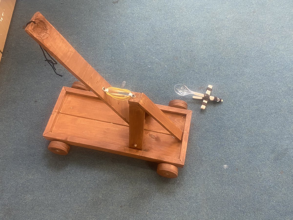 Celebrating homework made by two children in 4 Pine. Demonstrating their intake of what a catapult looks like in the Roman times.