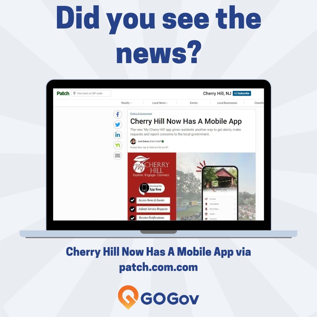 Exciting news alert! Cherry Hill, NJ has launched a new mobile app to better connect with residents. Read the full story to see how the app is transforming citizen engagement. 

Read the full story: bit.ly/44teDlq

#CherryHill #LocalGov #GovTech