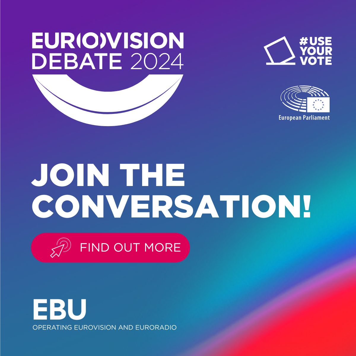 On 23 May 🗓️ the #EUelections lead candidates meet for definitive showdown at the #EurovisionDebate 2024 Don't miss it! ✊ Learn more: social.ebu.ch/EurovisionDeba…