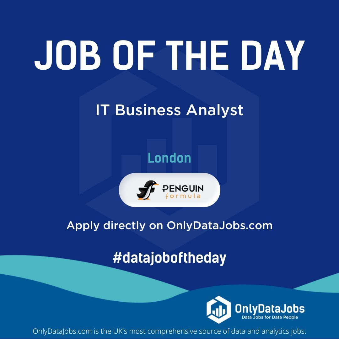Penguin Formula is HIRING NOW for an IT Business Analyst - London. Our view at OnlyDataJobs: Join Penguin Formula as an IT Business Analyst, contributing to innovative IT solutions. Apply directly on buff.ly/3QooLFY or on buff.ly/3J7H4Jf!