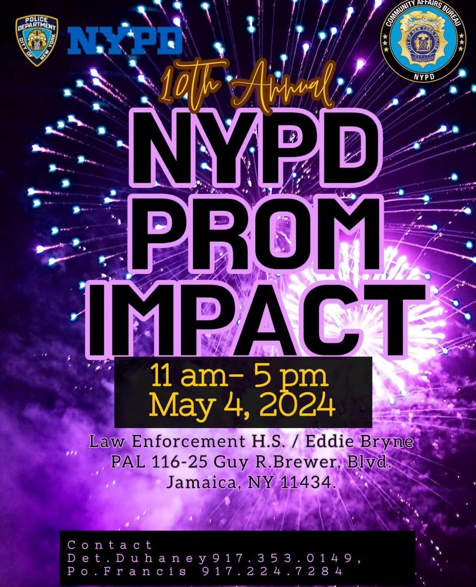 High School for Law Enforcement & Public Safety (@hsleapspride) on Twitter photo NYPD Community Affairs 10th Annual Prom Impact Event <a href="/HSLEAPSPride/">High School for Law Enforcement & Public Safety</a> This Saturday, May 4, 2024 From 11am - 5pm!!! If you know any female who is in need of prom/graduation dress please invite her out to this event. NYPD Community Affairs 10th Annual Prom Impact Event <a href="/HSLEAPSPride/">High School for Law Enforcement & Public Safety</a> This Saturday, May 4, 2024 From 11am - 5pm!!! If you know any female who is in need of prom/graduation dress please invite her out to this event.
