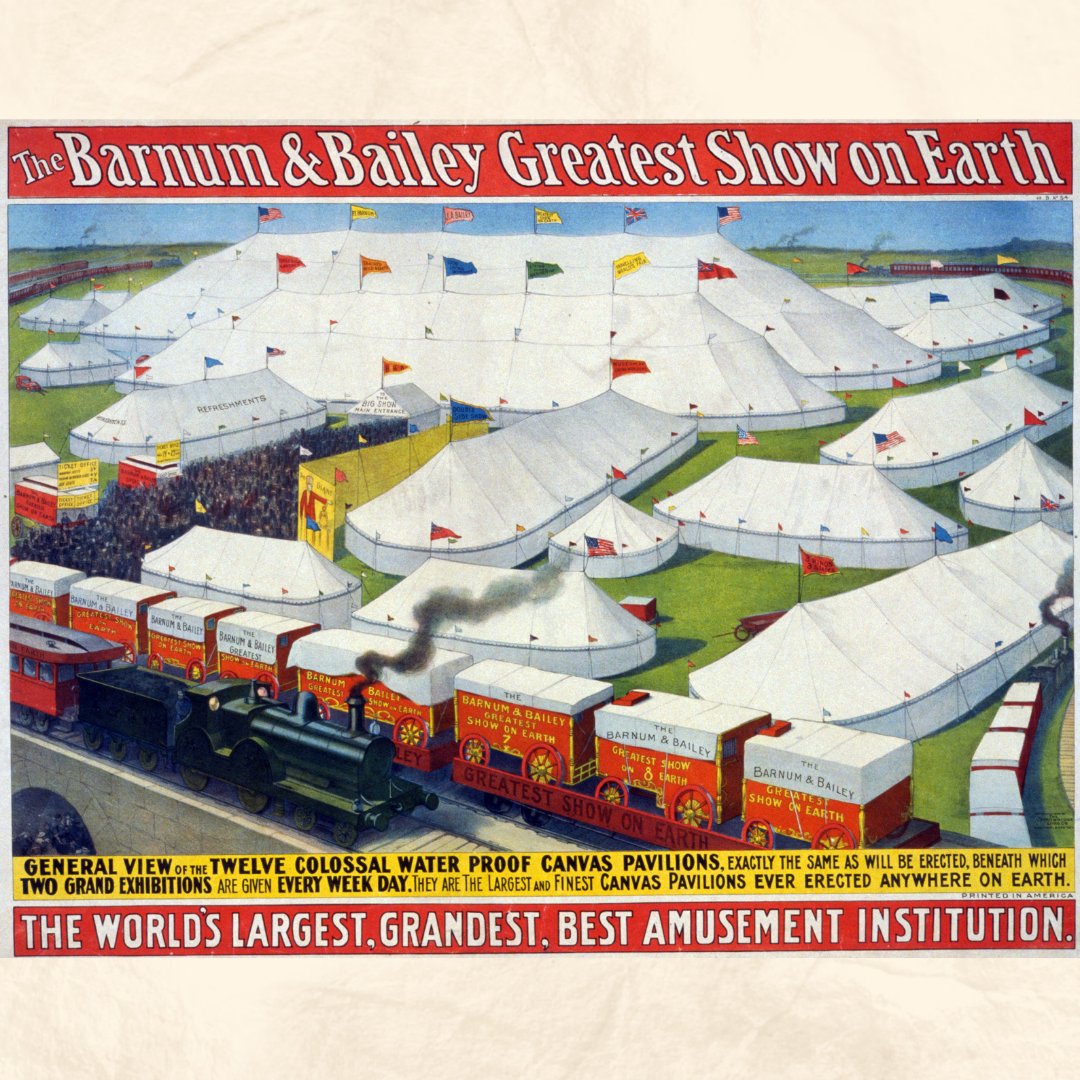 Fell down a Barnum rabbit hole. Found out Barnum had two circus trains, continuously touring America, each over a mile long. Starlight Express & Barnum Megamix, anyone? 🎟️watermill.org.uk/barnum