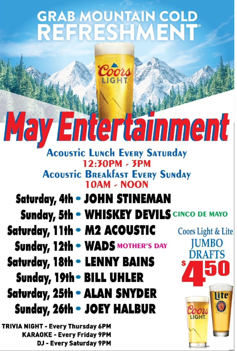 Join us for another great month of live entertainment! Mark your calendars for these May events!
#Music #Fun #Live #Entertainment #TheLodge