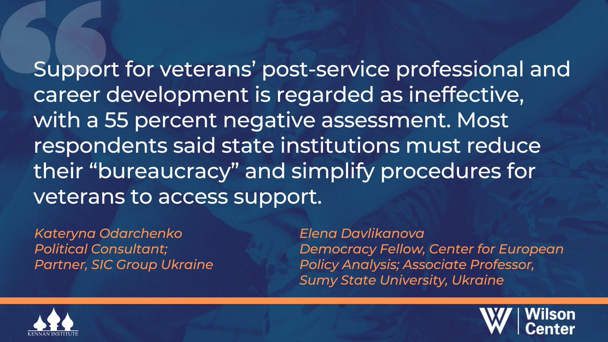 [OUT NOW] For #FocusUkraine, Kateryna Odarchenko and Elena Davlikanova highlight the urgent need to revamp #Ukraine's veterans' support systems and how US programs can provide guidance in this effort. Read more: wilsoncenter.org/blog-post/insi…