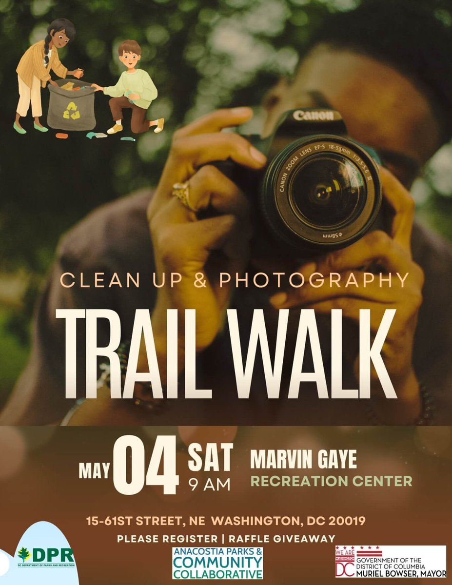 Connect with your community this Saturday morning. Anacostia Park and Community Collaborative is leading a trail walk. It starts at 9am May 4th at the Marvin Gaye Recreation Center. Register at the link anacostiaparkcommunity.org/upcoming-event… @anacostiarivpk