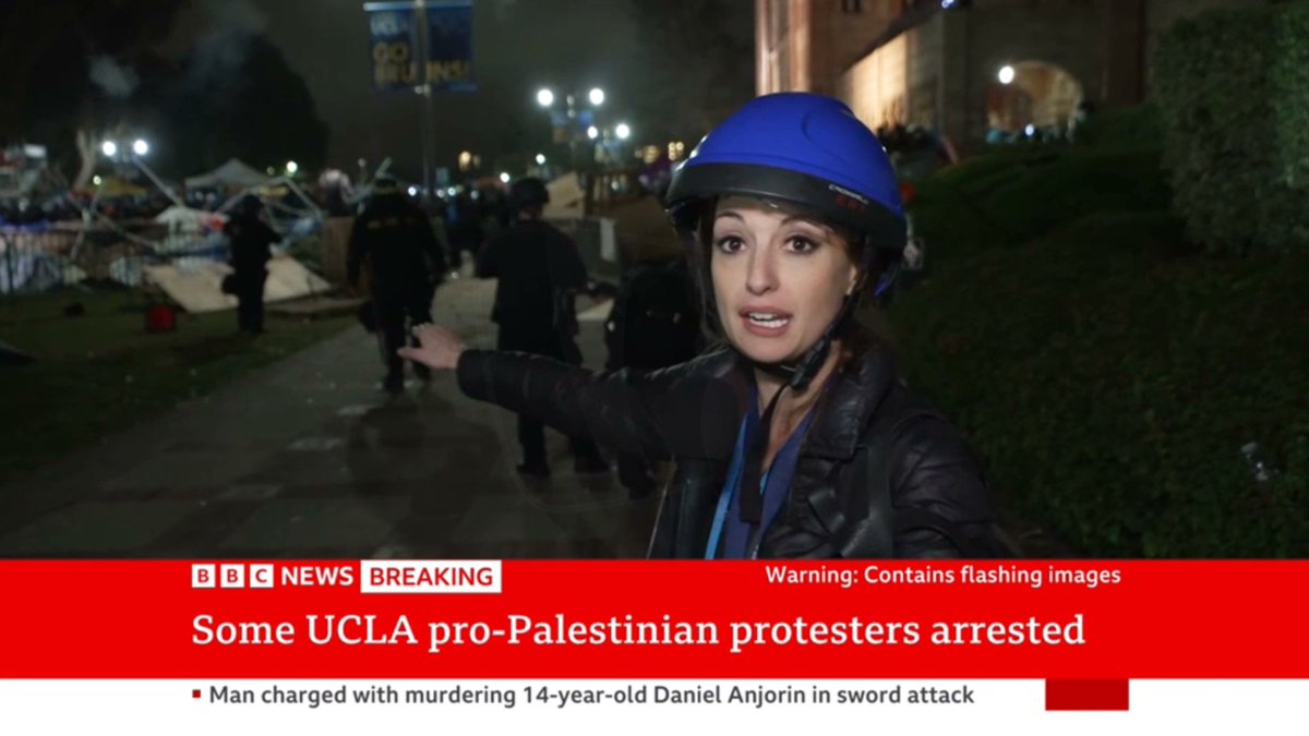 Whilst we often report on the negatives of the merged BBC News Channel, it's right to acknowledge the good stuff happening there too. Helena Humphrey doing a fantastic job reporting live for prolonged periods on the student protests in LA.