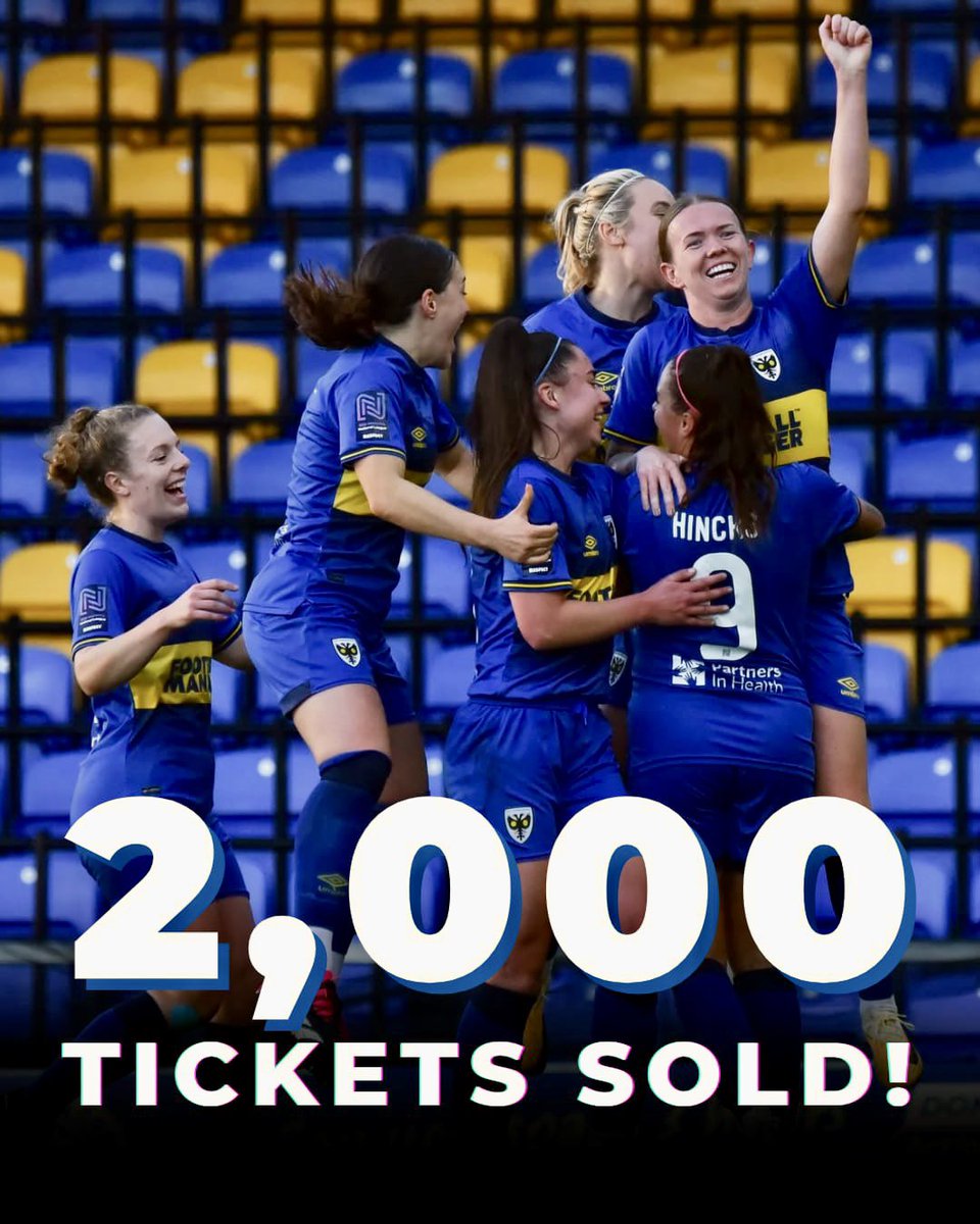 AFC Wimbledon (@afcwimbledon) on Twitter photo 2,000 AND COUNTING! 🎟️
We’re set for a record attendance on Sunday as <a href="/afcw_women/">AFC Wimbledon Women</a> prepare to lift the title 🏆
Get your tickets to watch the CHAMPIONS here! 👉 tinyurl.com/3wmd3t7a
#AFCW | <a href="/FAWNL/">FA Women's National League</a> 🟡🔵 2,000 AND COUNTING! 🎟️
We’re set for a record attendance on Sunday as <a href="/afcw_women/">AFC Wimbledon Women</a> prepare to lift the title 🏆
Get your tickets to watch the CHAMPIONS here! 👉 tinyurl.com/3wmd3t7a
#AFCW | <a href="/FAWNL/">FA Women's National League</a> 🟡🔵