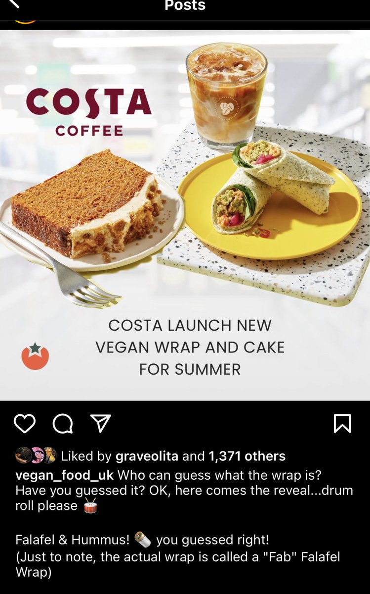 off course what vegans really wanted was another falafel and hummus wrap, it’s what we’ve all been asking for!! especially one from costa that will probably cost £6