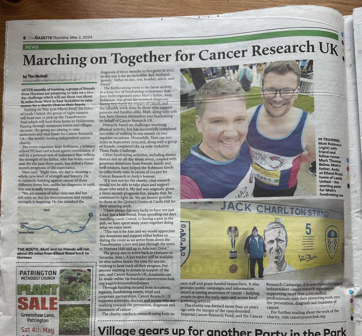 In Hornsea and North Holderness Gazette today 🏃🏻‍♂️💙💛 #CancerResearchUK #LUFC #MOT