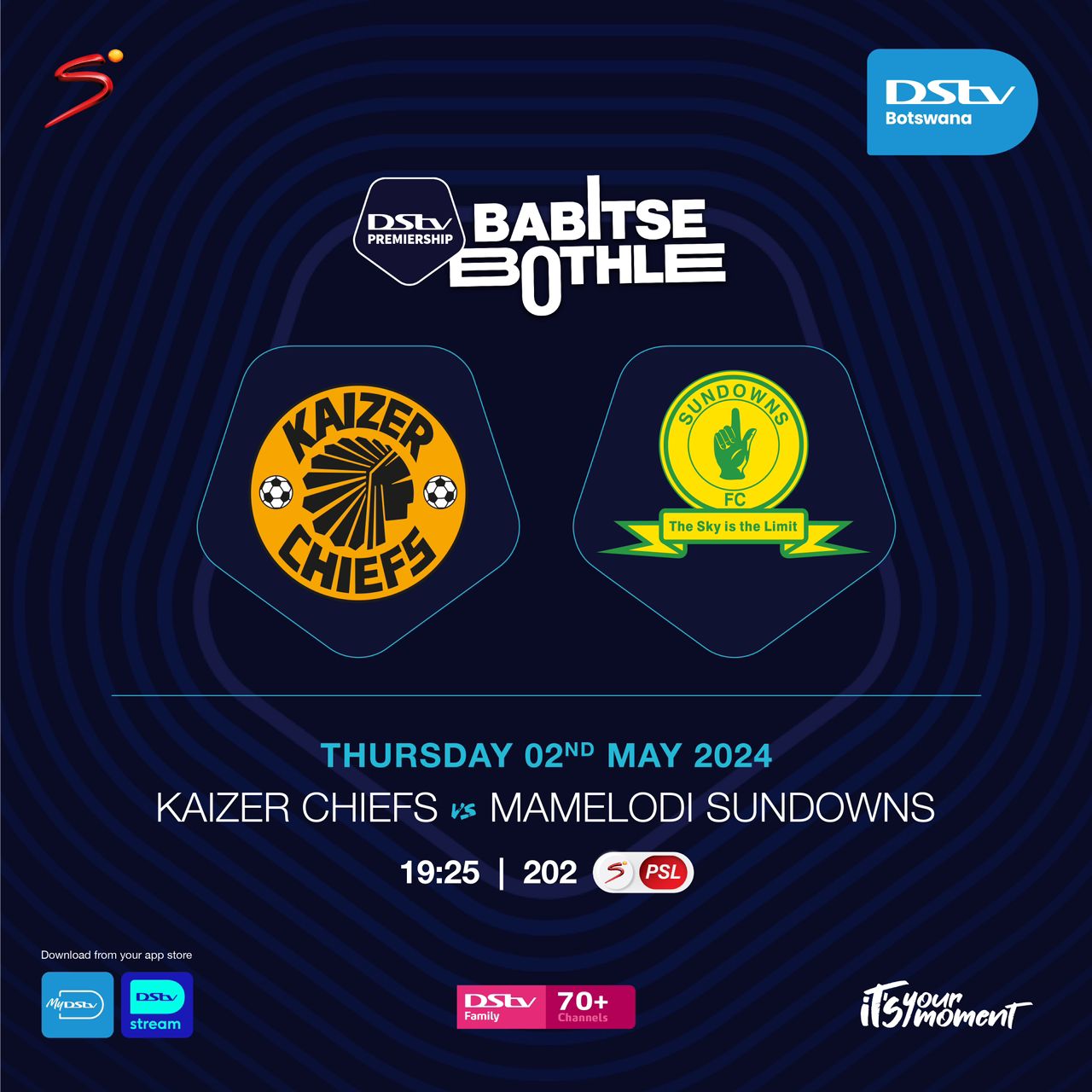 DStv Botswana on X Go tla bo go thunya dithole tonight as Chiefs and Sundowns square off. Catch the football action on SuperSport PSL Channel 202 available on DStv Family package. DStvBW
