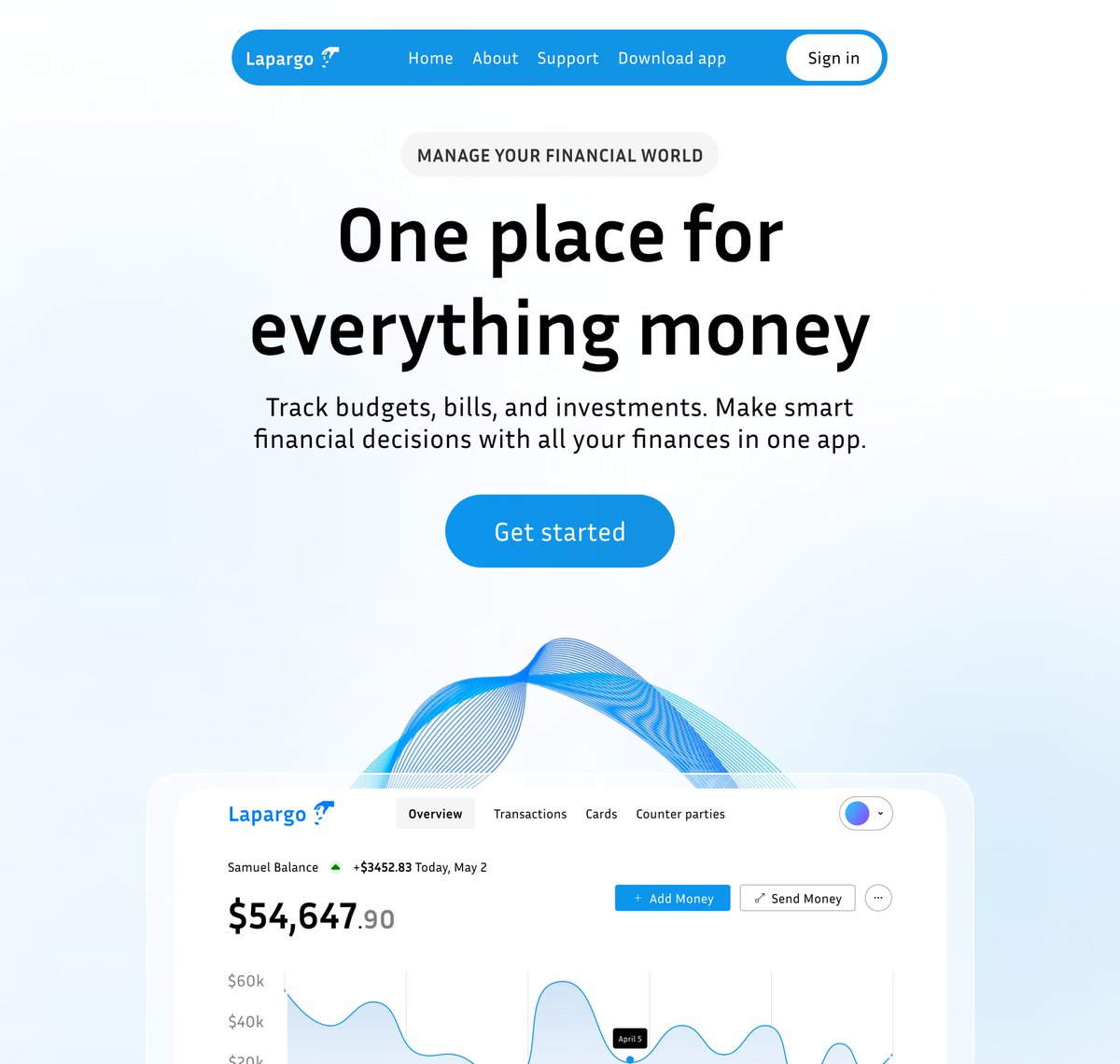 Kicking off a 30 day design sprint Open for gigs and collaborations!  
Day 2 - Design for Lapargo - a money app
#figma #uiux #uidesign #designsprint