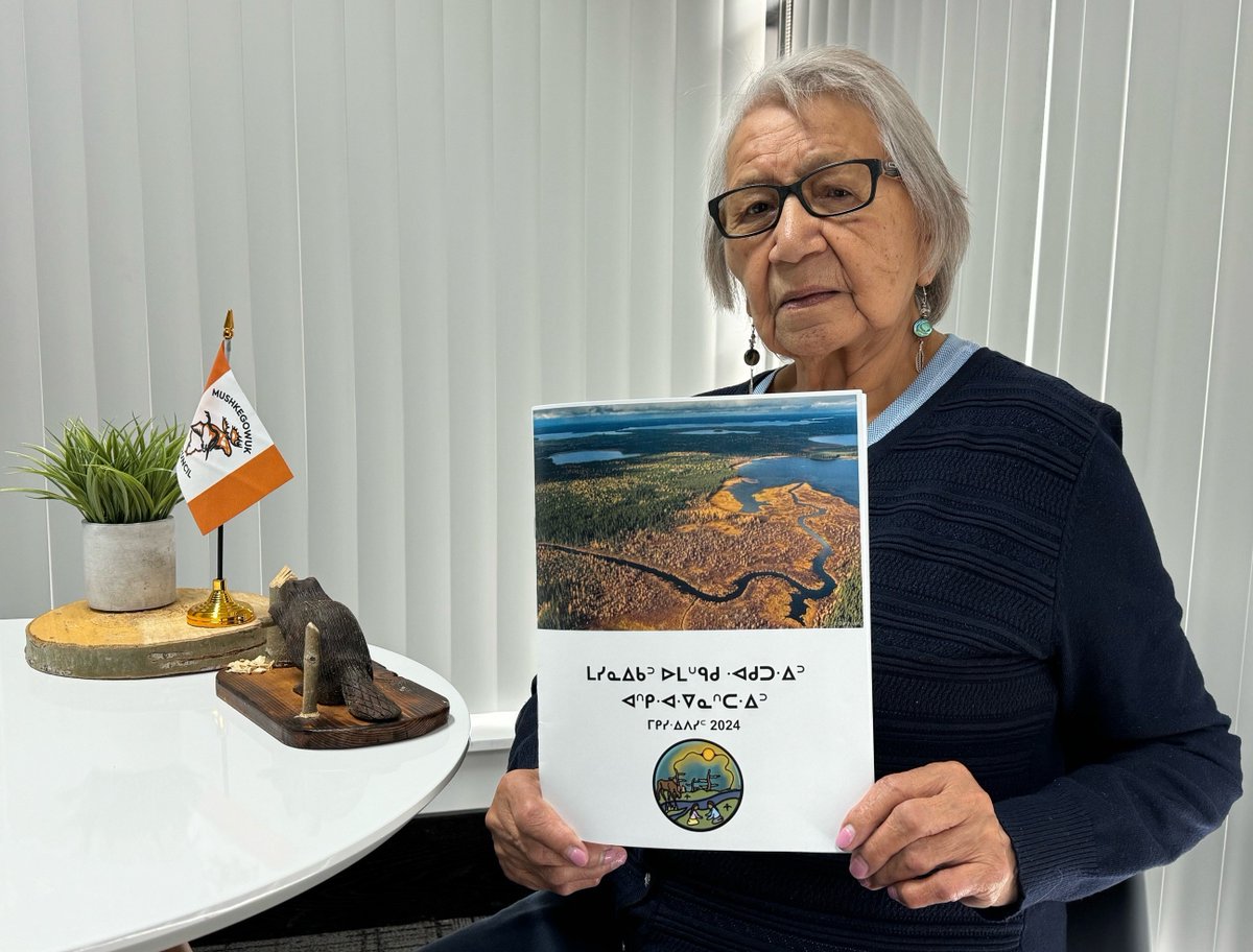 Angela Shisheesh, Native Language Co-ordinator of Ojibway & Cree Cultural Centre in Timmins, was filmed reading the Cree edition of the Draft Omushkego Wahkohtowin Conservation Plan to share with all Omushkego on the Lands & Resources YouTube, Instagram and Facebook pages.