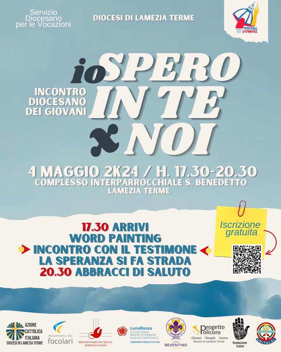 ¿AGARRASTE TODO?
Taller de vida y vocación en Lamezia Terme (Italia).
3-5 mayo
INFO en el afiche

#jovenes
#vocación
#discernimiento
#crecimientopersonal