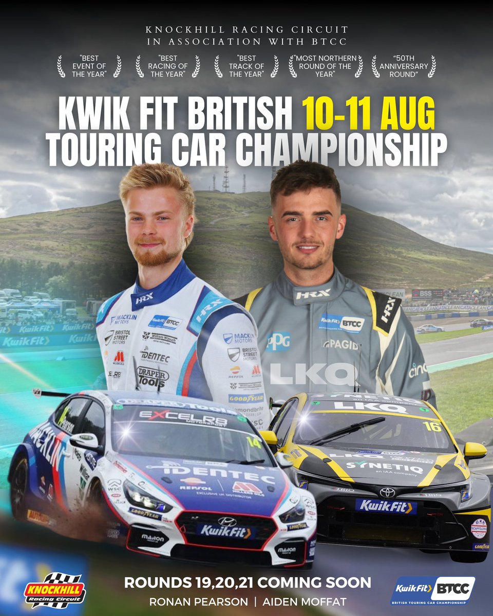 It’s 1️⃣0️⃣0️⃣ days to go until the return of @BTCC at Knockhill! 📅 10th-11th of August 📅 Get your tickets at knockhill.com/events @PearsonRacing | @AidenMoffat16