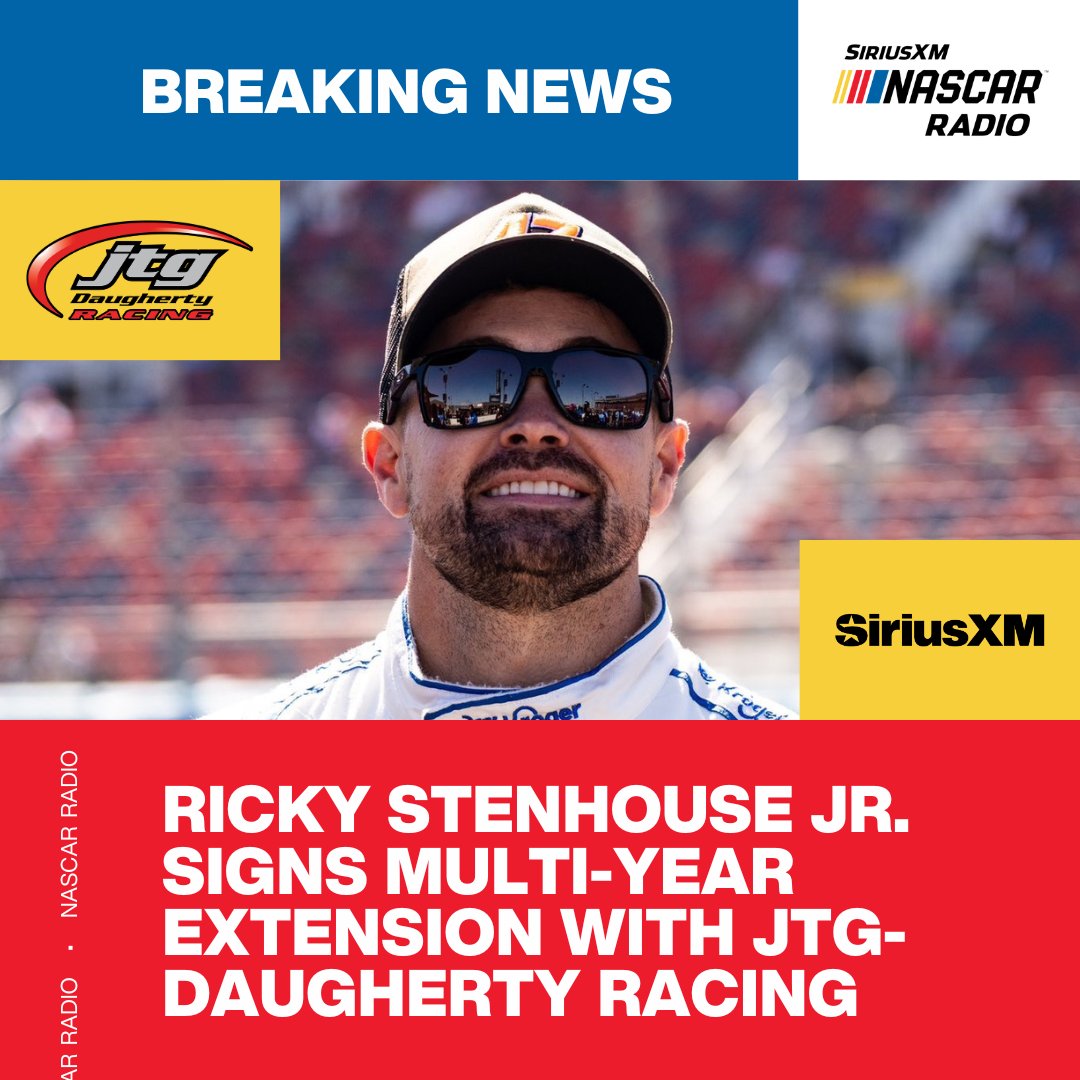 🚨 BREAKING NEWS 🚨 Ricky @StenhouseJr has signed a multi-year extension to remain with @JTGRacing. Hear from him LIVE right now → sxm.app.link/NASCARRadio