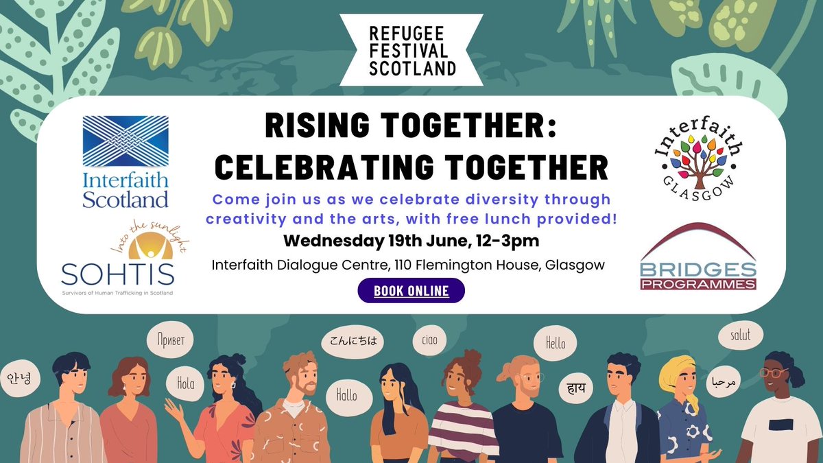 Join us for an afternoon of creativity and the arts for #RefugeeFestivalScotland, including music, crafts, a photography exhibition, henna hand painting, and drumming 🎨🥁 📌 19/06 (12-3pm), Glasgow Book on Eventbrite ➡️ eventbrite.co.uk/e/rising-toget…