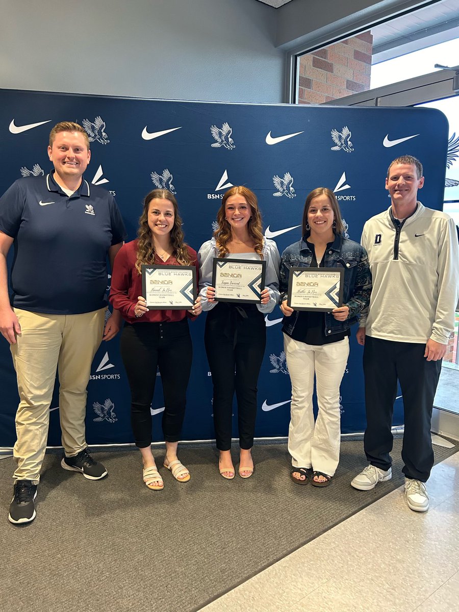 We honored our three seniors last night at the senior athletics banquet. These three have done a lot for our program and we are so happy they chose DSU. #hawksareup