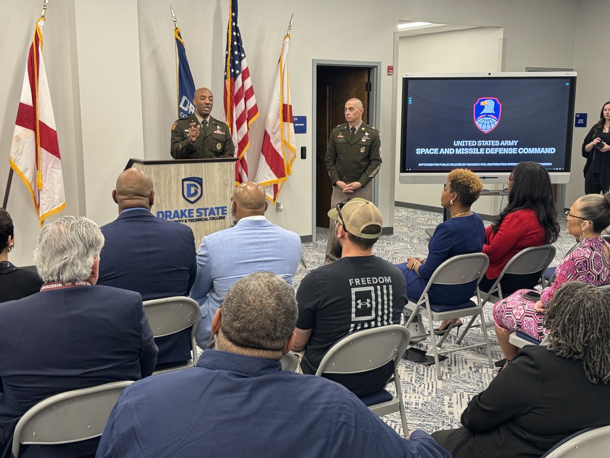 'The community college is a hidden gem inside the education system because of the path it provides for so many people.' ~ #ArmySMDC's LTG Sean Gainey w/CSM John Foley to community leaders, veterans & staff of Drake State Community & Technical College, May 1.