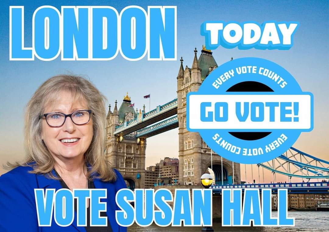 Make your vote count. Today is the day YOU can defeat ULEZ & Khan. Remember to bring photo ID & a BLACK pen. Together we can do this. 💪 #No2ULEZ #GetKhanOut #SusanHall4Mayor