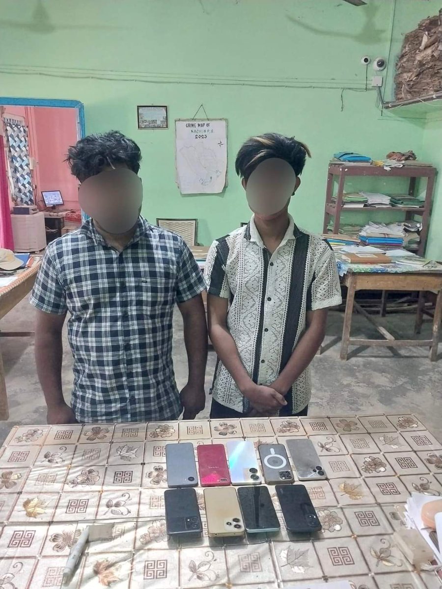 A Nagaon police team led by SI(P) Lakhyajyoti Gogoi of Kachua PS in an operation apprehended two thieves and recovered 9 nos. of stolen mobile phones from their possession. Further legal action Initiated.@gpsinghips @assampolice @d_mukherjee_IPS @dc_nagaon @diprnagaon