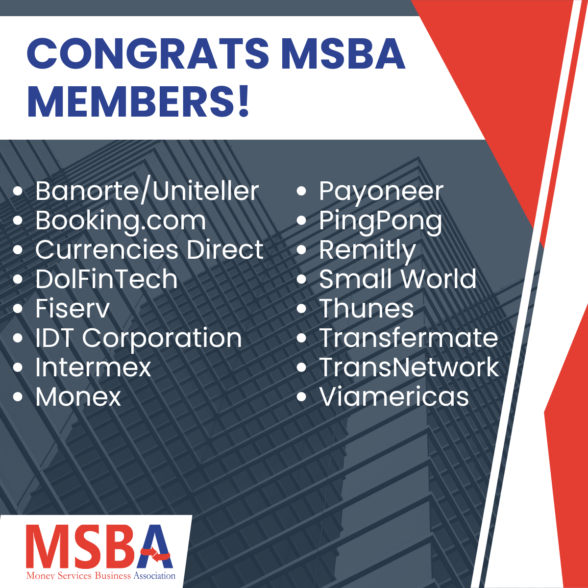 Congratulations to our MSBA Members who made the list!

linkedin.com/feed/update/ur…

#remittances #crossborderpayments #fintech