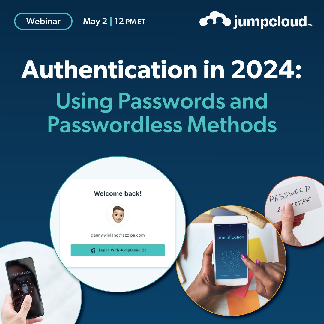 Happy #WorldPasswordDay! 🎉 Join us in one hour for a discussion about authentication and the role that passwords still play in today’s organizations. Register for our live webinar → jumpcloud.com/resources/usin…