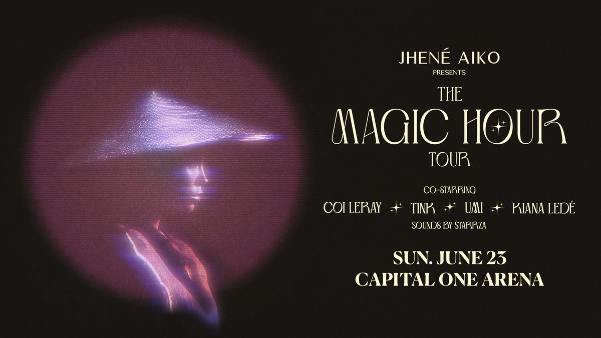 ✨ Tickets are ALMOST SOLD OUT for Jhené Aiko's The Magic Hour Tour✨ Catch @JheneAiko at Capital One Arena with special guests Coi Leray, Tink, Umi, and Kiana Lede on June 23 🧚‍♀️ 🎫: bit.ly/4cqFrGx
