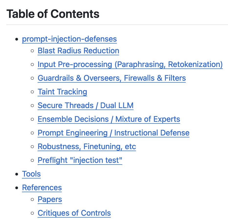 🔥 Just launched: prompt-injection-defenses Every practical and proposed defense against prompt injection. Feedback and PRs welcomed! By @ramimacisabird github.com/tldrsec/prompt…