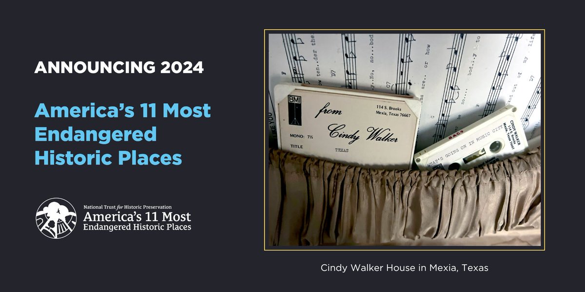 11 Days of #11Most: Cindy Walker House, Mexia, TX Cindy Walker's songs scored Top 10 hits across five decades, were performed by artists from Ray Charles to Bette Midler, and earned her a place in the Country Music Hall of Fame. Her home is under threat. ow.ly/KB9I50RnwpI