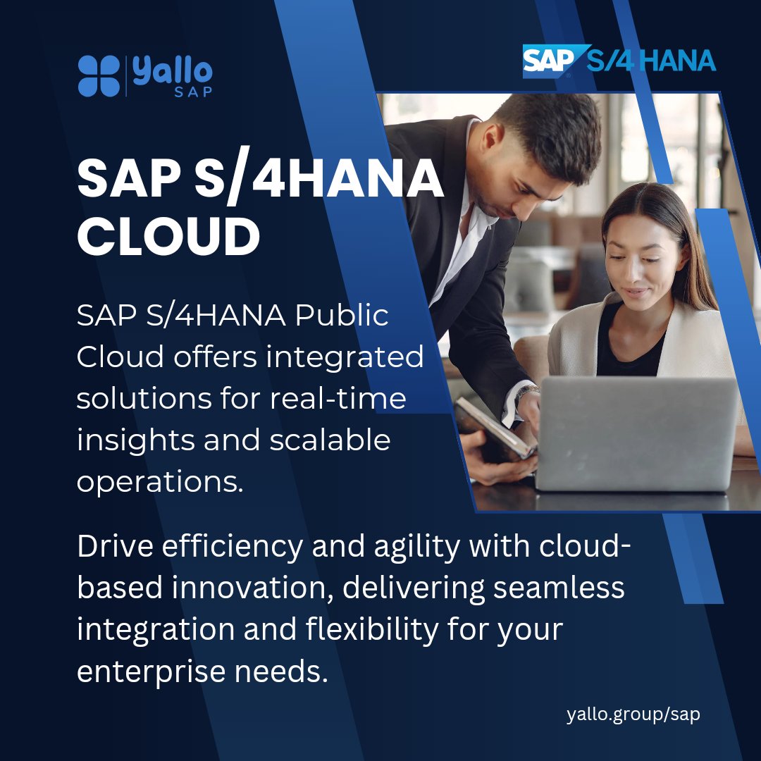 Transform your enterprise with SAP S/4HANA Cloud: Seamlessly integrate real-time insights and scalable operations for enhanced efficiency and agility. Embrace cloud-based innovation for flexible solutions tailored to your business needs. #SAP #S4HANA #Cloud #Enterprise