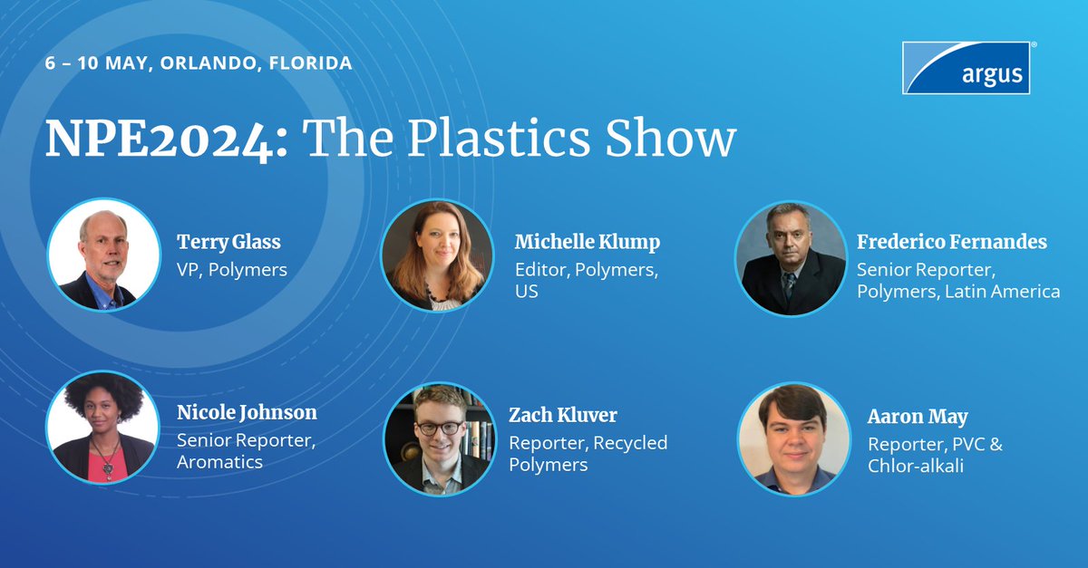 📣 𝗘𝘃𝗲𝗻𝘁𝘀 | Next week, we'll be attending #NPE2024, the largest plastics trade show in the Americas. To meet the Argus team, please e-mail chemicals@argumedia.com #polymers #plastics