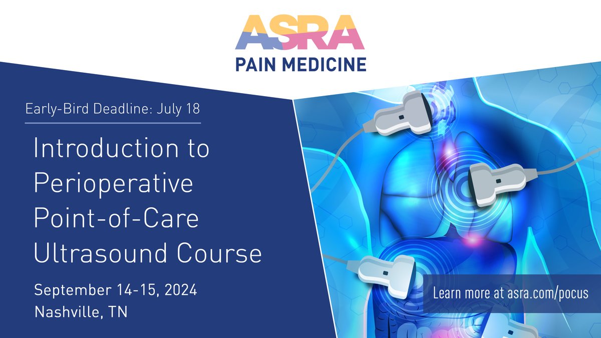 Are you ready for Music City? The Intro to Perioperative #POCUS Course is Sept. 14-15, in Nashville, TN! Learn techniques from global experts and practice scanning using a variety of cutting-edge machines! Register for this award-winning course now at asra.com/pocus