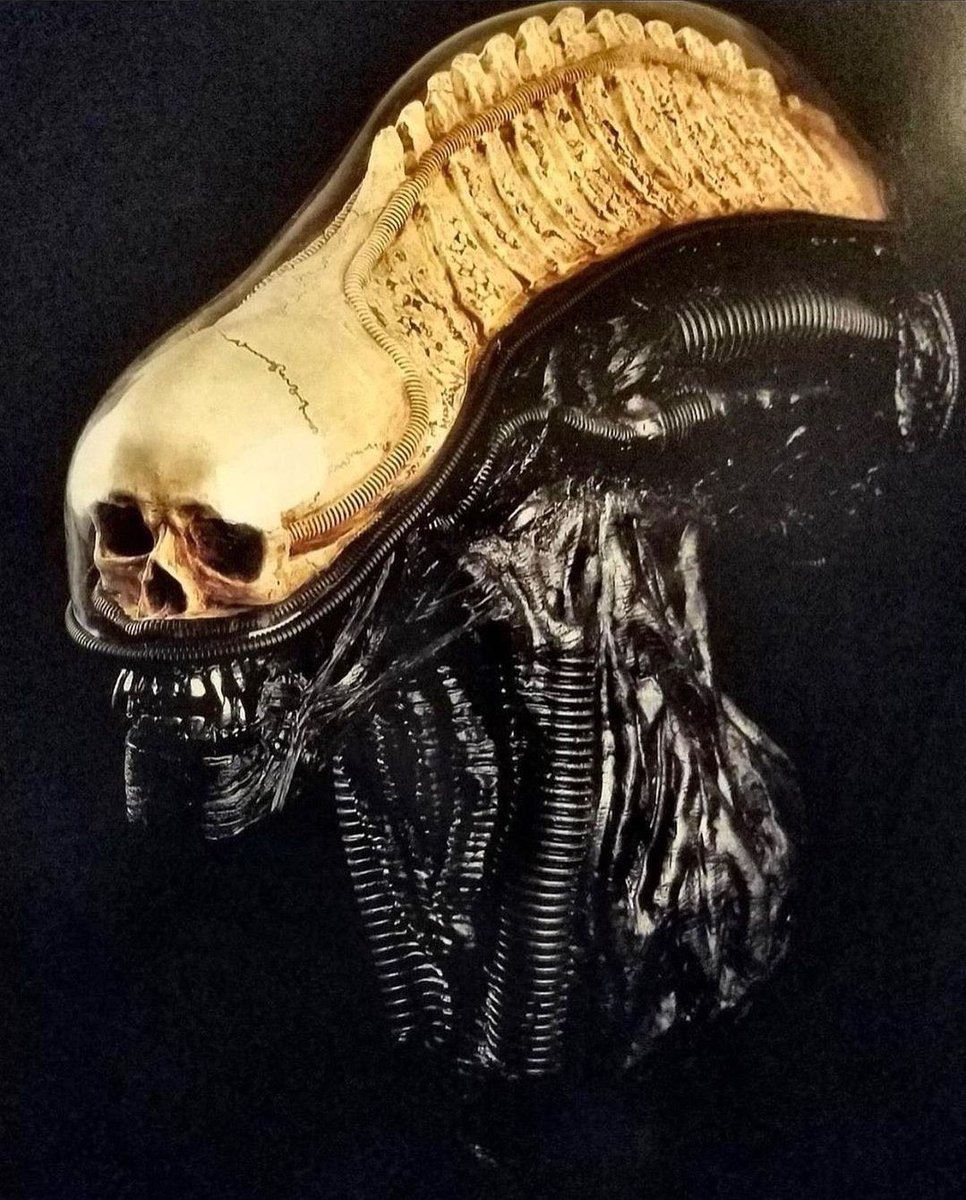 One of H. R. Giger's first designs for the Xenomorph from ALIEN. The transparent skull was too tricky to create so they changed it