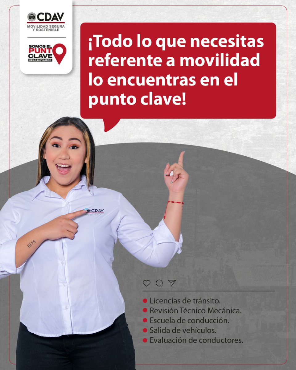 CDAVCali's tweet image. 📌🙌 En Cali, te ofrecemos el mejor servicio para todas tus necesidades de tránsito y movilidad. Visítanos en #ElPuntoClave donde nuestro equipo está listo para atenderte.
📞 Contáctanos ahora en nuestra línea de atención (602) 380 8957