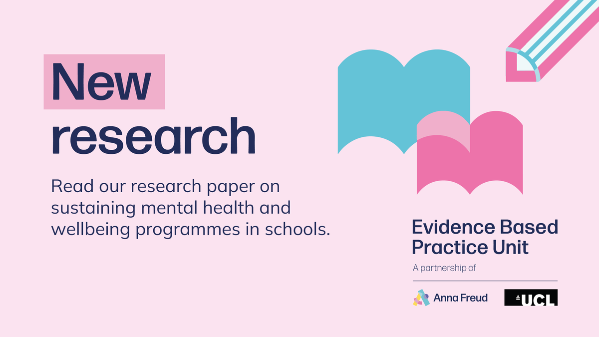 Our latest research paper considers how mental health and wellbeing programmes in schools can be sustained. Read it here: orlo.uk/PJGpF

Produced by our team @EBPUnit @DanHayesPhD @em_stape and @Jess_Deighton

#MentalHealthResearch #Schools #TeachingResources