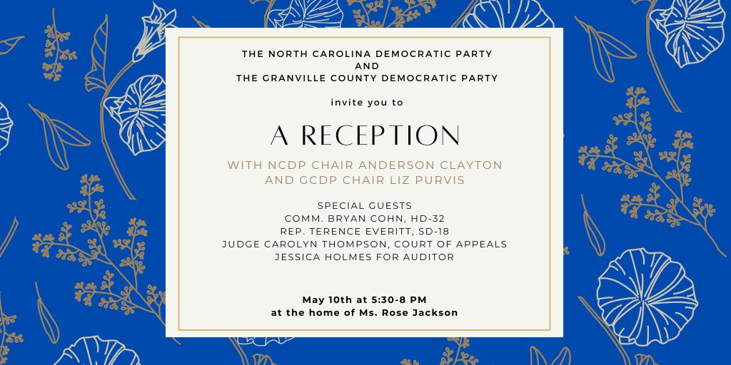 Please join us next week for a lovely reception with great speakers, heavy hors d’oeuvres and some delicious drinks! Giving what you can helps us fund our 2024 blue ballot initiative! Truly, we are grateful for each and every donation. secure.actblue.com/donate/05-10-2…