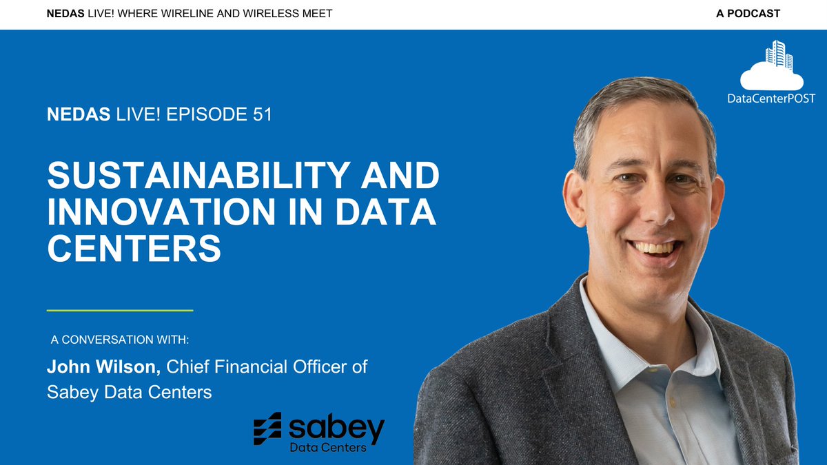 Explore the future of data centers with Sabey Data Centers CFO, John Wilson, in the latest NEDAS Live! Podcast episode. Learn about their sustainability initiatives, renewable energy strategies, and customer-centric approach. Read more on @datacenterpost: ow.ly/AFfX50RuL3c