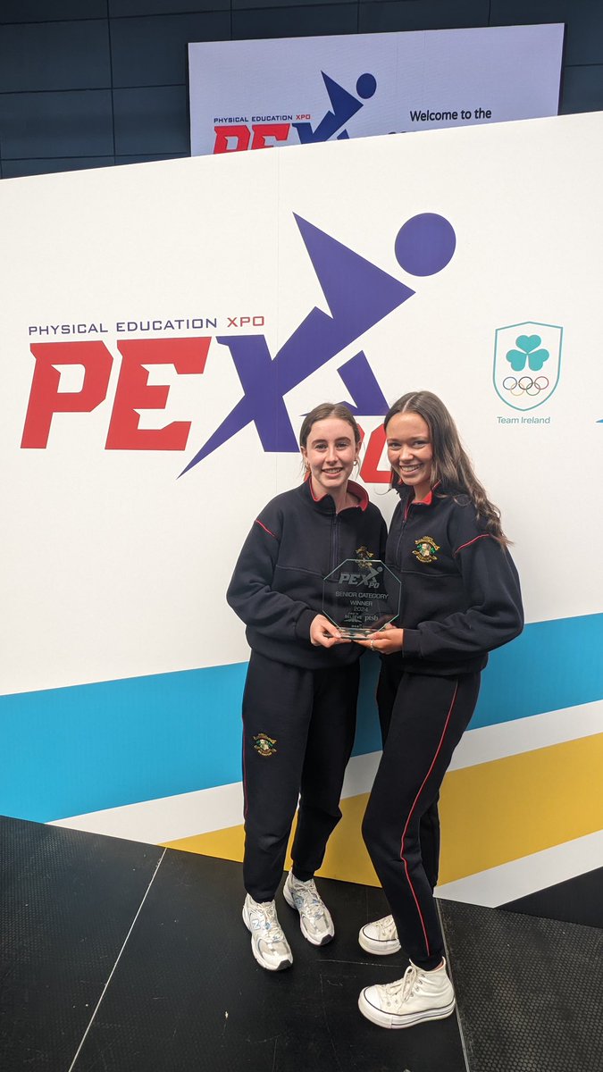 Huge congratulations to Aoife Curley & Shona Farrell on their win in the Physical, Psychological and Tactical Demands of Performance Category! Their project was titled: The Mental Game. They investigated anxiety in sport and mental strategies to improve performance @PEXpoIreland