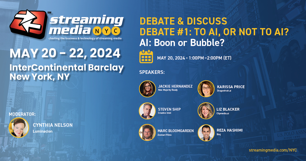 Don't miss this #StreamingNYC Debate from speakers Jackie Hernandez, @NewMajorityNYC, Steven Ship, @CintellectC, Marc Bloomgarden, @ZoomariFilms, Karissa Price, @dragonfruitai, Liz Blacker, and Reza Hashimi, @binjofficial. Register today, use code SMNYC24! ow.ly/pSgk50RuOhc