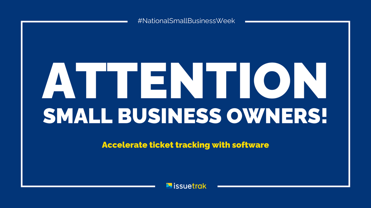 Issuetrak's tweet image. Did you know that efficient issue tracking and management can significantly boost productivity in small businesses? This National Small Business Week, empower your team with Issuetrak&apos;s intuitive software solutions. 

#SmallBusinessWeek #HelpDeskSolutions #WorkflowEfficiency