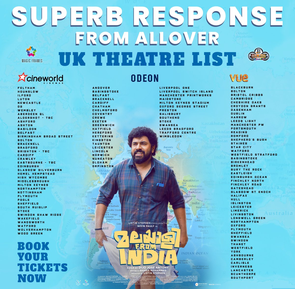 #MalayaleeFromIndia @NivinOfficial
entertainer now running successfully in UK cinemas near you 🥳

#MagicFrames #NivinPauly #AnaswaraRajan #DijoJoseAntony #MalluMoviesInUK #MalayalamMoviesUK #BookingsOpen #ListinStephen