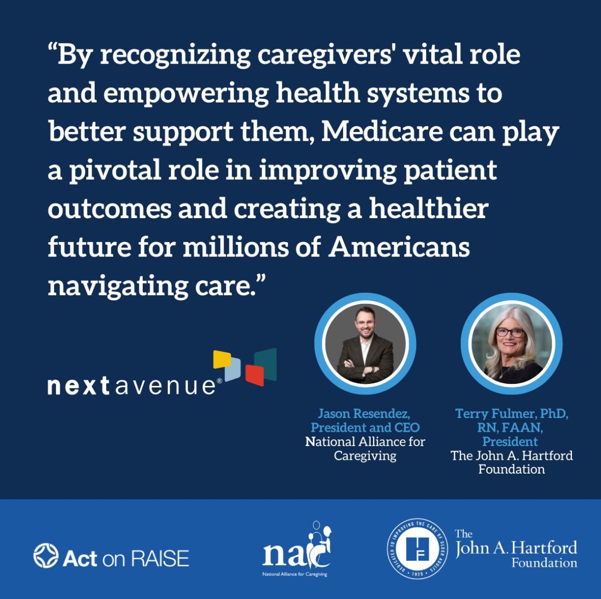 I teamed up w/ Terry Fulmer, President of @johnahartford, to reflect on @POTUS’s Executive Order on Supporting Caregivers. We call for continued action to strengthen #Medicare’s support of family caregivers. nextavenue.org/recognizing-am… #ActOnRAISE #CaregiverNation