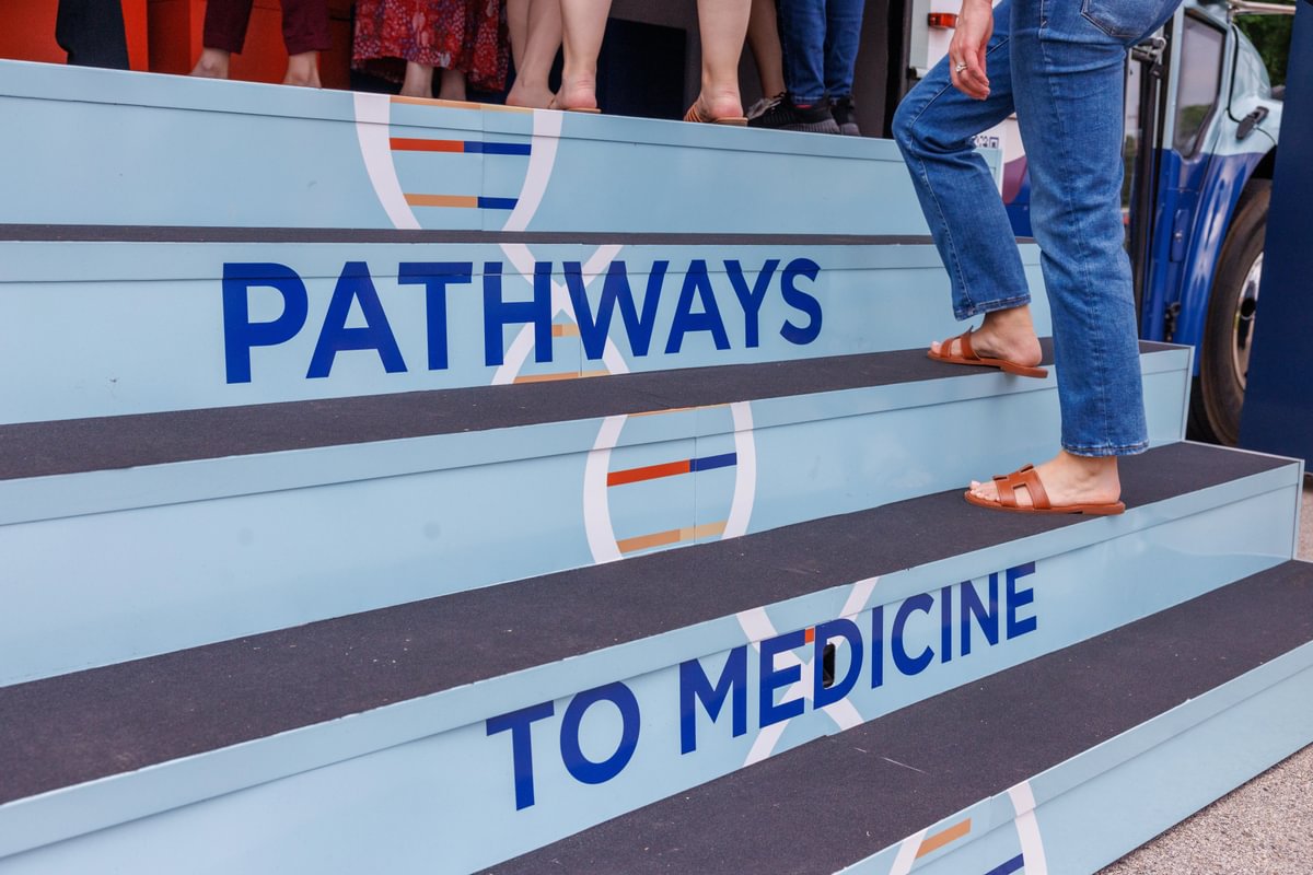 Yesterday, the School of Medicine launched its latest pathways to medicine initiative: The Pathways Explorer. Retrofitted from a school bus, the mobile unit is designed to support various medical education programming for K-12, colleges and universities and more!